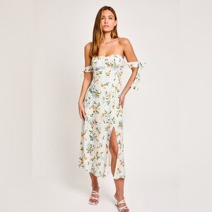 Floral Off-Shoulder White Dress
